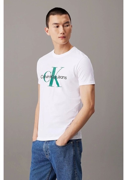 Erkek Slim Monogramlı T-Shirt