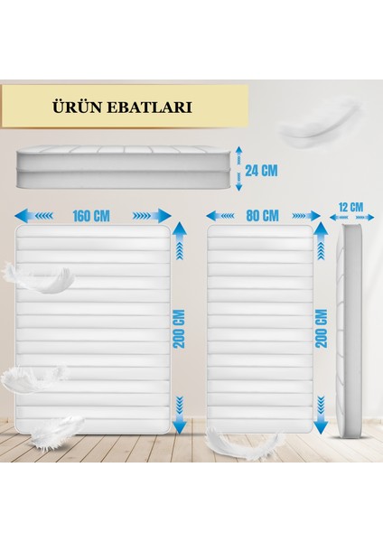 80X200 / 160X200 Fermuarlı Katlanır Sünger Yatak