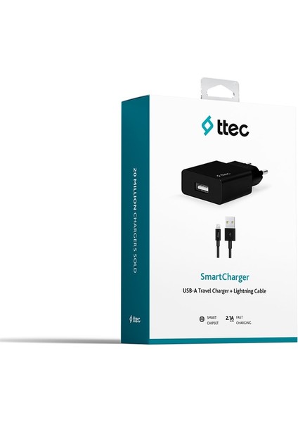 2SCS20LB SMARTCHARGER SEYAHAT ŞARJI LİGHTNİNG-SİYAH