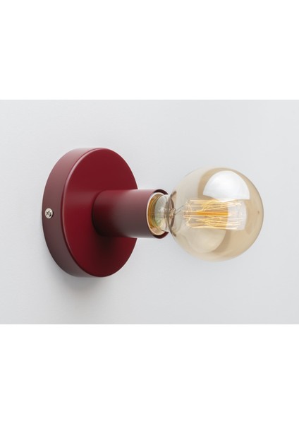 Retro Vintage Modern Rustik Bordo 1xe27 Duylu Metal Duvar Aplik