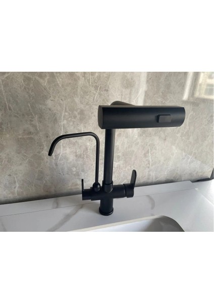 Mutfak Eviye Bataryası Dokunmatik Arıtma Çıkışlı Duş Şelale 3 Fonksiyon Siyah Ithal 7 Yıl Garanti fiyatları