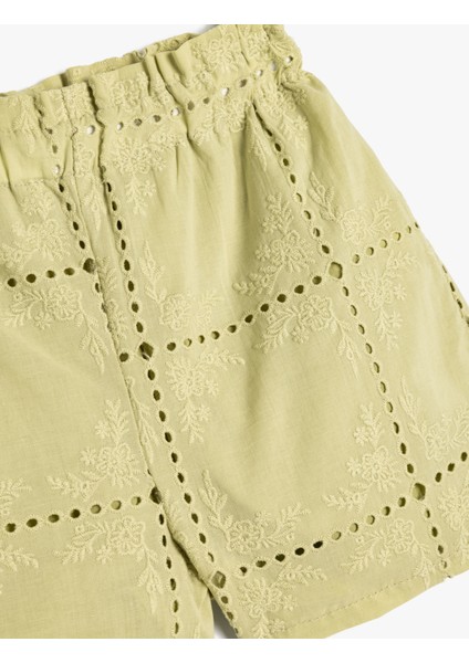 Brodeli Şort Yüksek Bel Pamuklu modelleri