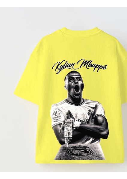 Euro 2024'ÜN Genç Yıldızları Kylian Mbappe Baskılı Sarı Çocuk T-Shirt modelleri