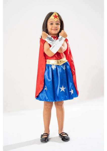 Wonder Woman Temalı Kız Çocuk Doğum Günü Elbisesi ve Parti Kostümü modelleri