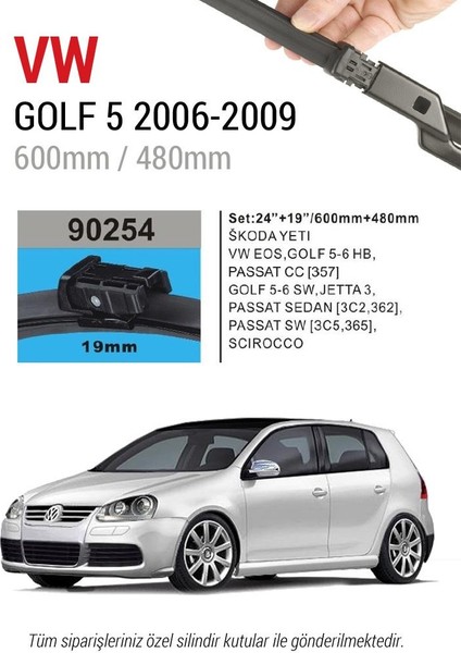 Volkswagen Golf 5 2003-2009 Silecek Takımı +Cam Sabunu