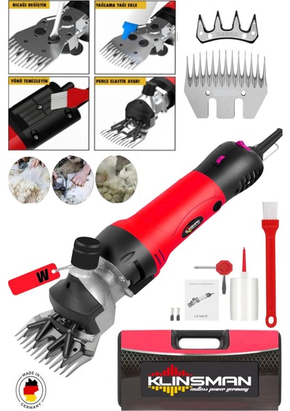 Alman Devi 9800 W Pro Koyun Keçi Kırkım Makinası Beıyuan Bıçak Yanmaz Isınmaz Motor
