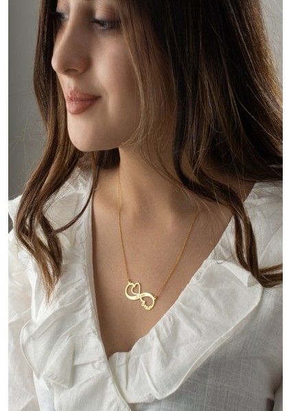 925 Ayar Gümüş Isimli Kalpli Sonsuzluk Kolye fırsatları