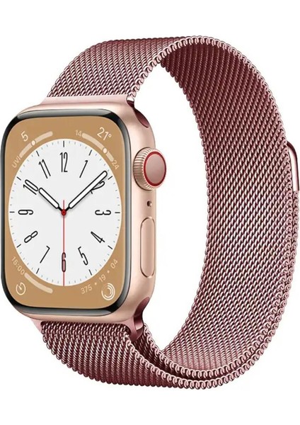 Apple Watch Serisi 42MM-49MM Uyumlu Metal Hasır Mıknatıslı Milano Kordon