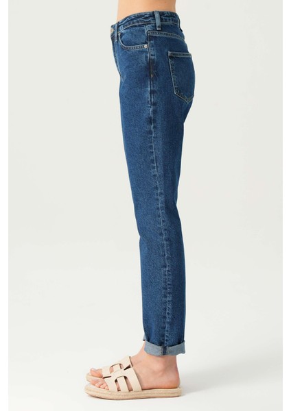 Orta Mavi Yüksek Bel Patı Fermuarlı Slim Fit Jean Pantolon C 4934-009 modelleri