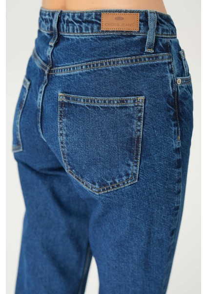 Orta Mavi Yüksek Bel Patı Fermuarlı Slim Fit Jean Pantolon C 4934-009 indirimleri