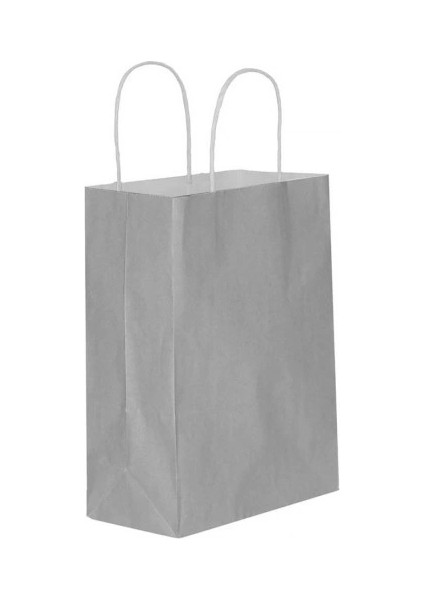 Gümüş Kağıt Hediye ve Alışveriş Çantası (25X12X31) 25 Adet