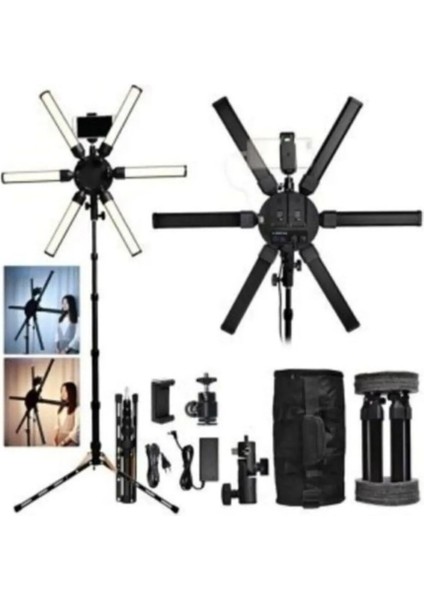 BLD-34 Ring Light 6 Tüp Reklam Makyaj Model Profesyonel Yıldız LED Stüdyo Çekim Fotoğraf Işığı