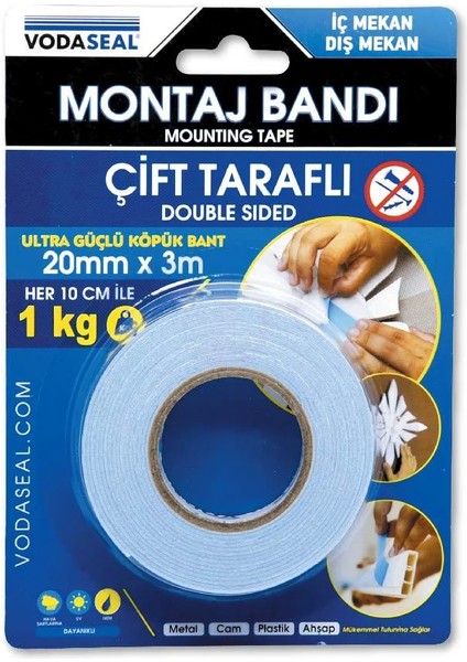 Çift Taraflı Köpük Bant 20 mm x 3 mt