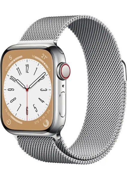 Apple Watch Serisi 42MM-49MM Uyumlu Metal Hasır Mıknatıslı Milano Kordon