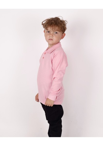 Çocuk Uzun Kol Normal Kalıp Comfort Polo Yaka Düz Renk Okul Penye Lakost T-Shırt fiyatları
