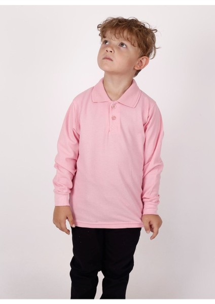 Çocuk Uzun Kol Normal Kalıp Comfort Polo Yaka Düz Renk Okul Penye Lakost T-Shırt fırsatları