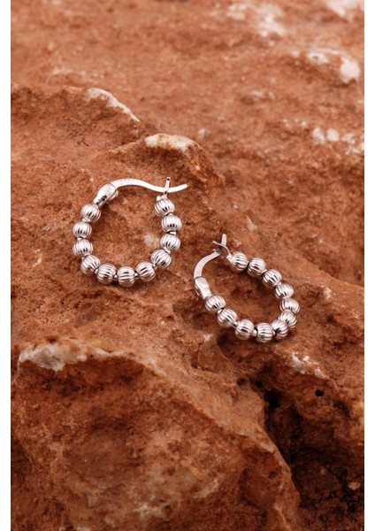 Toplu Rodyumlu Gümüş 16 mm Halka Küpe 6896