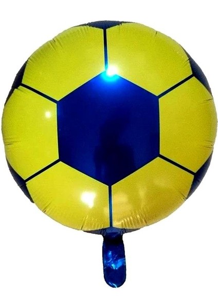 Sarı Lacivert Pastel Balon Futbol Temalı Dopum Günü Balon Seti Futbol Topu Folyo Balon