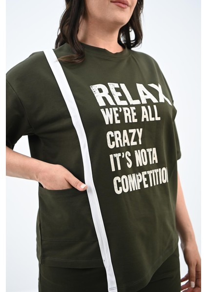 Kadın Yazı Baskılı Büyük Beden Şortlu Takım 3796-23 indirimleri