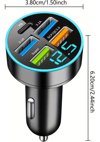 MS0035 Araba Şarj Cihazı 5 Port USB Süper Hızlı Akıllı Telefon Şarjı modelleri