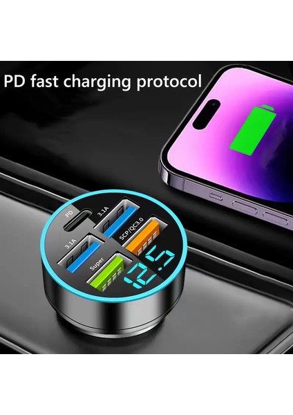 MS0035 Araba Şarj Cihazı 5 Port USB Süper Hızlı Akıllı Telefon Şarjı fırsatları