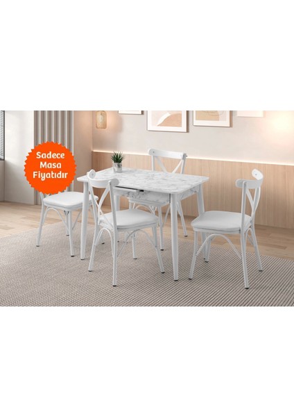 Ortadan Açılır Büyüyen Ahşap Yemek Masası Mermer Desenli 70X120CM Sadece Masa Fiyatıdır