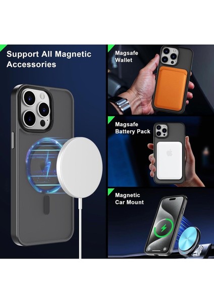 Apple iPhone 14 Pro Kılıf Mat Magsafe Şarj Özellikli Darbe Önleyici Hassas Buton Renkli Yumuşak Kenar -Sio
