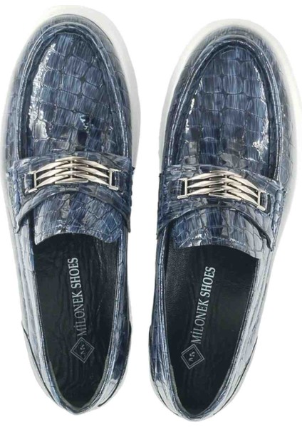 Loafer Mavi Kroko Kilim modelleri