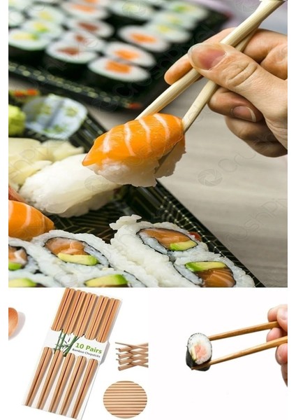 10 Çift - 20 Adet Yıkanabilir Organik Bambu Çin Çubuk Uzakdoğu Çin Yemek Çubuğu Chopstick