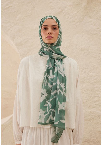 Petunia Desen Rami Şal Zümrüt modelleri