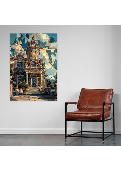 Pikselli Barok Mimari Kanvas Tablo - Klasisizm ve Popart, Ev Dekorasyonu, Pop Art ile Klasisizm Kanvas Tablo, 30X50