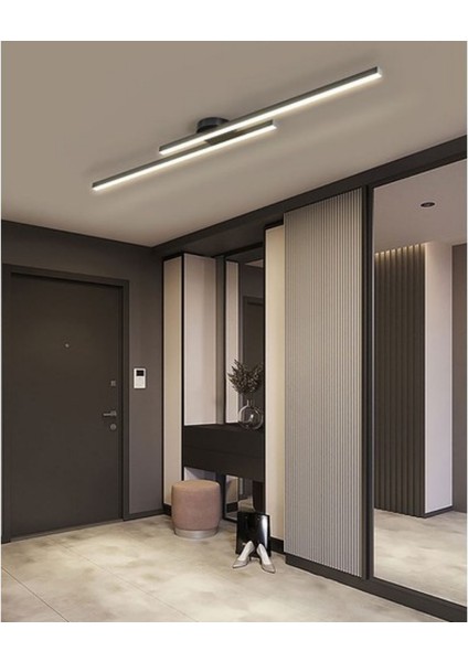 Avizen Lighting Project Modern Tavan Koridor Aydınlatması Çubuk LED Siyah Lineer Avize Armatür