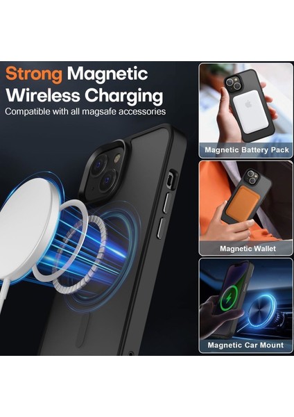 Apple iPhone 15 Kılıf Mat Magsafe Şarj Özellikli Darbe Önleyici Hassas Buton Renkli Yumuşak Kenar -Sio