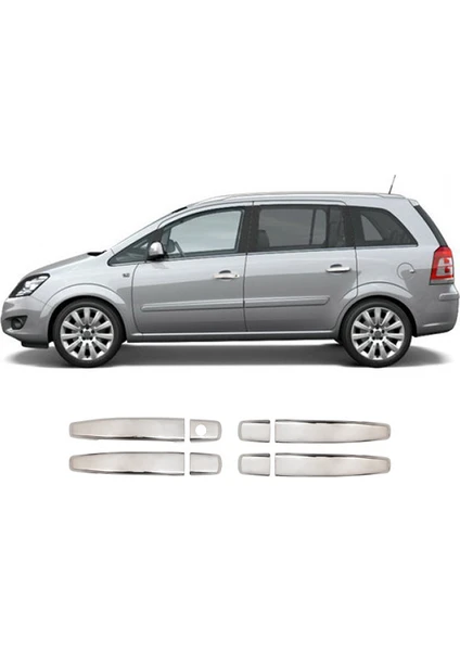 Opel Zafira 2005-2011 Krom Kapı Kolu 4 Kapı Paslanmaz Çelik