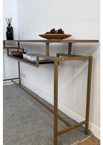 Dekoratif Endüstriyel Tasarım 2 Katlı Dresuar Konsol Raf Çift Renkli Depolama Rafı modelleri