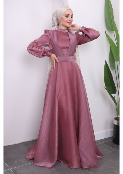 Gül Kurusu Yaka Bel Piliseli Abiye fiyatları