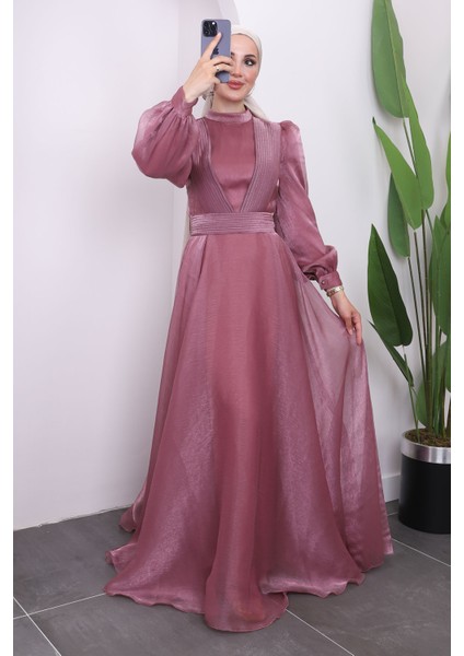 Gül Kurusu Yaka Bel Piliseli Abiye fırsatları