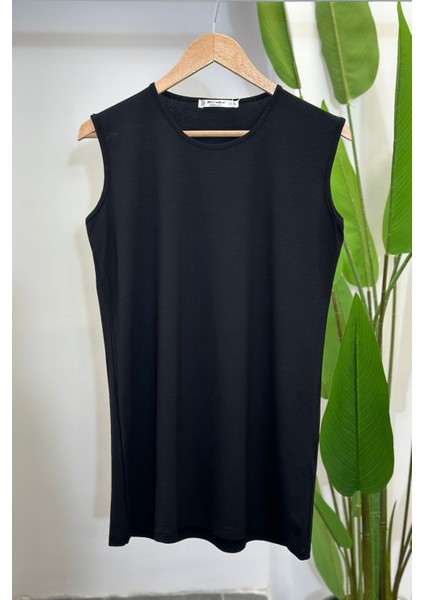 Siyah Sıfır Kol İçlik Tunik