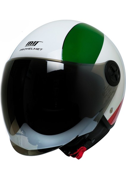 Motosiklet Yarım Kask Siyah Vizör R22.06 Sertifika Fiber Material Italy Motor Kaskı