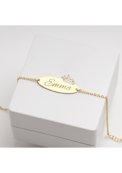 925 Ayar Gümüş Taçlı ve Isimli Bileklik Kişiye Özel Tasarım fiyatları