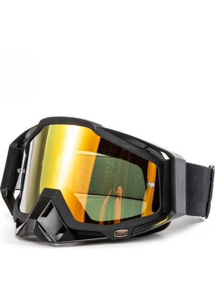 Motosiklet Motocross Gözlük Polikarbonat Lens Profesyonel Mx Atv Enduro Mtb Kross Gözlük Black-Gold