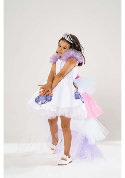 Prenses Sofia Temalı Kız Çocuk Beyaz Doğum Günü Elbisesi ve Parti Kostümü fiyatları