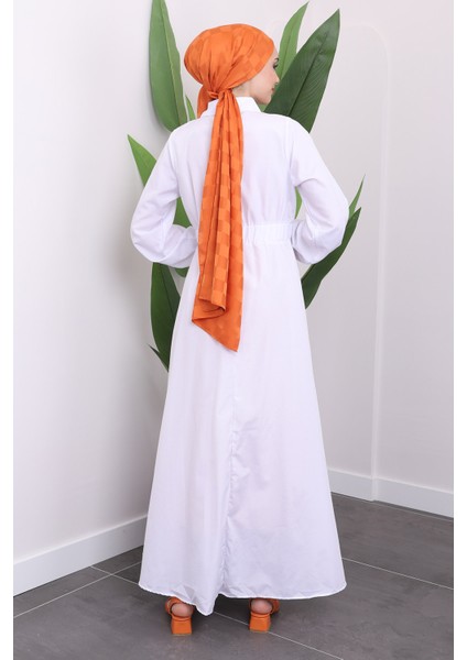 Beyaz Kol Bel Lastikli Elbise indirimleri