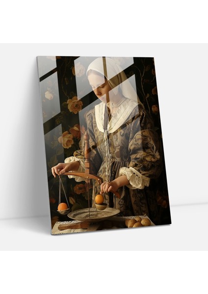 Johannes Vermeer Glass Wall Art - Woman With A Balance - Johannes Vermeer, Glass Wall Art, Wall Decoration, Glass Print, 30X45