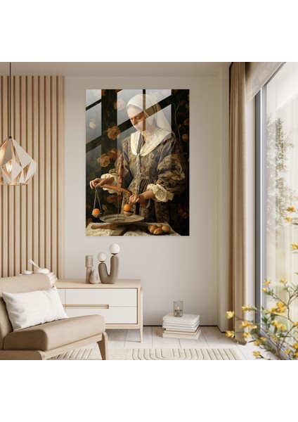 Johannes Vermeer Glass Wall Art - Woman With A Balance - Johannes Vermeer, Glass Wall Art, Wall Decoration, Glass Print, 30X45 fiyatları
