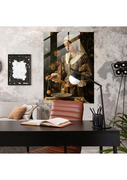 Johannes Vermeer Glass Wall Art - Woman With A Balance - Johannes Vermeer, Glass Wall Art, Wall Decoration, Glass Print, 30X45 modelleri
