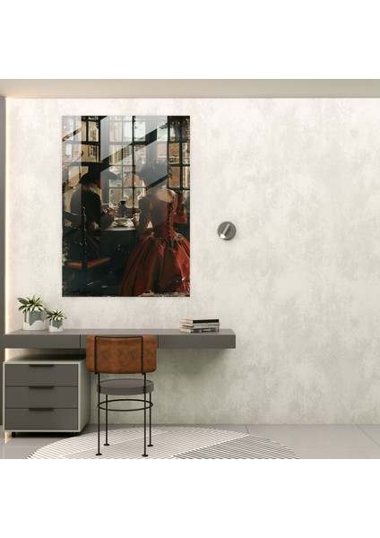 Johannes Vermeer Wall Decoration - Man And Woman At A Table - Johannes Vermeer, Glass Wall Art, Romantic, Home Decoration, 30X45 fiyatları