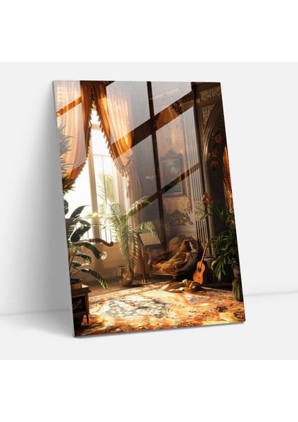 Johannes Vermeer Glass Wall Art - Woman Playing Musical Instrument - Johannes Vermeer, Glass Wall Art, Johannes Vermeer, Modern Art, 30X45