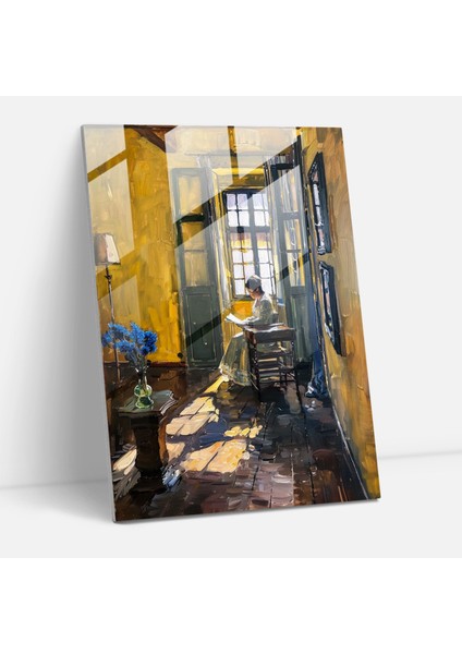 Johannes Vermeer Glass Print - Classic Room With Woman Reading Letter - Johannes Vermeer, Glass Wall Art, Wall Decoration, Home Decoration, 30X45