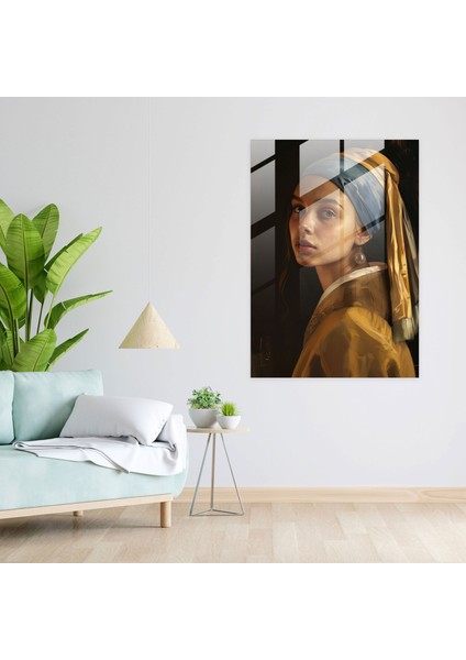 Johannes Vermeer Glass Wall Art - Young Woman With Pearl Earring - Johannes Vermeer, Glass Art, Glass Wall Art, Modern Art, 30X45 fiyatları